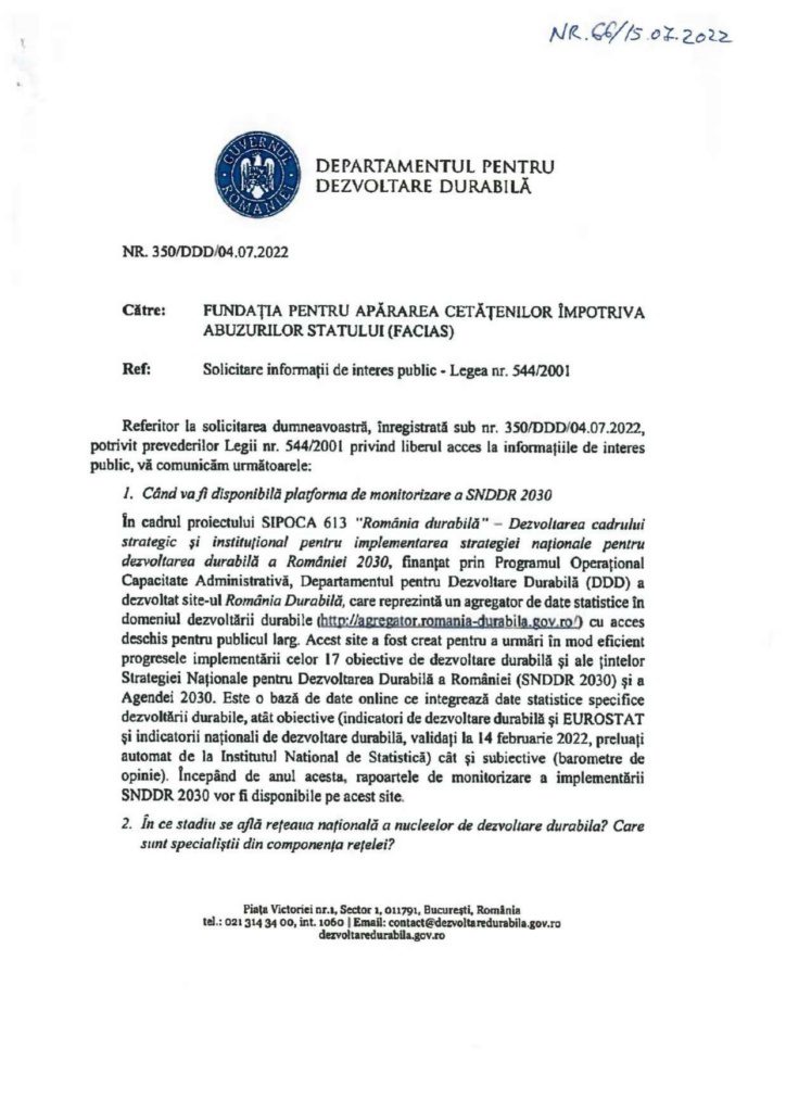, Implementarea snddr 2030, FACIAS