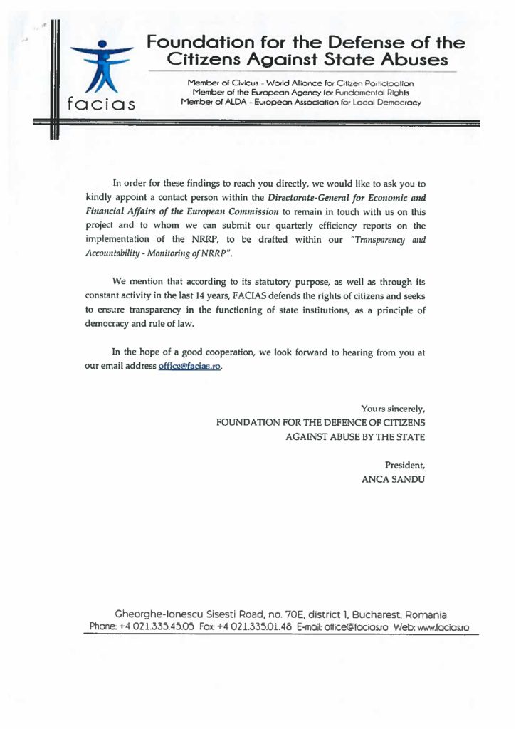 , MONITORIZARE PNRR, FACIAS