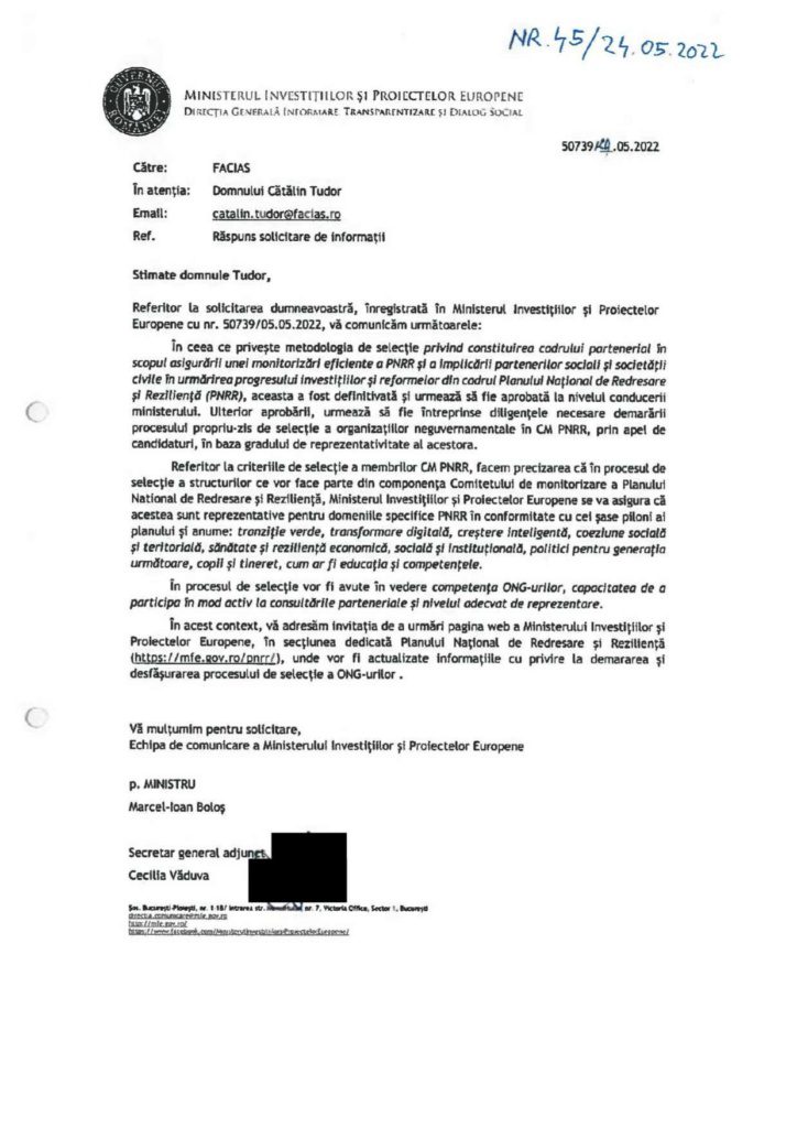, MONITORIZARE PNRR, FACIAS