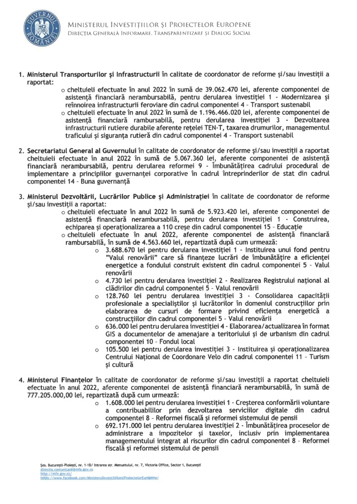 , Răspunsul Ministerului Investițiilor și Proiectelor Europene – DOCUMENT, FACIAS