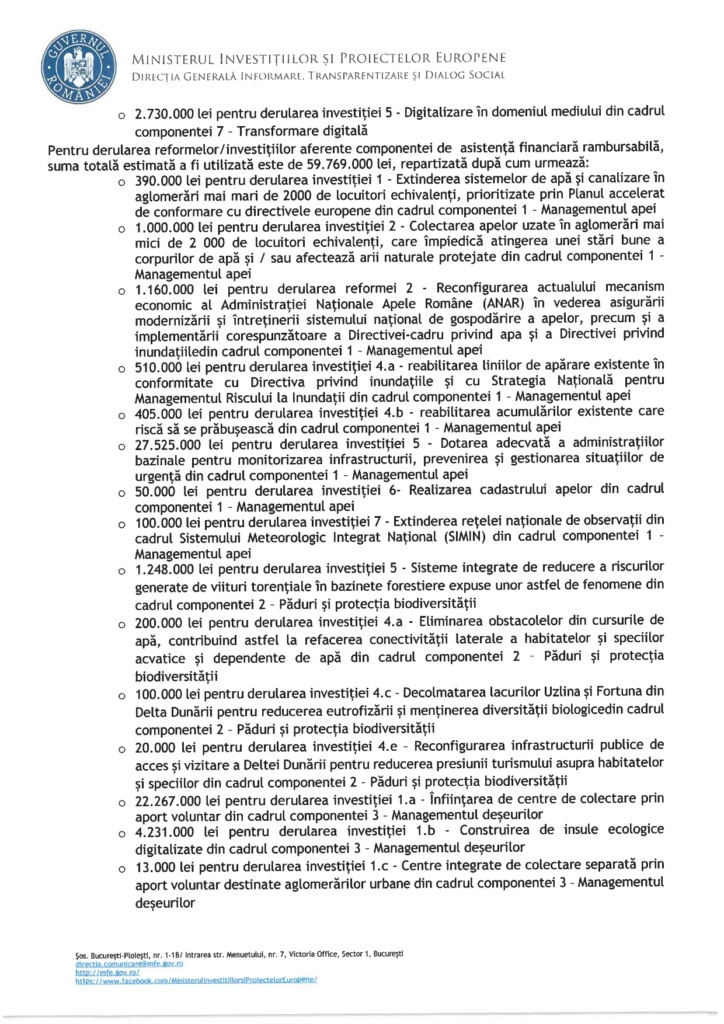 , Răspunsul Ministerului Investițiilor și Proiectelor Europene – DOCUMENT, FACIAS