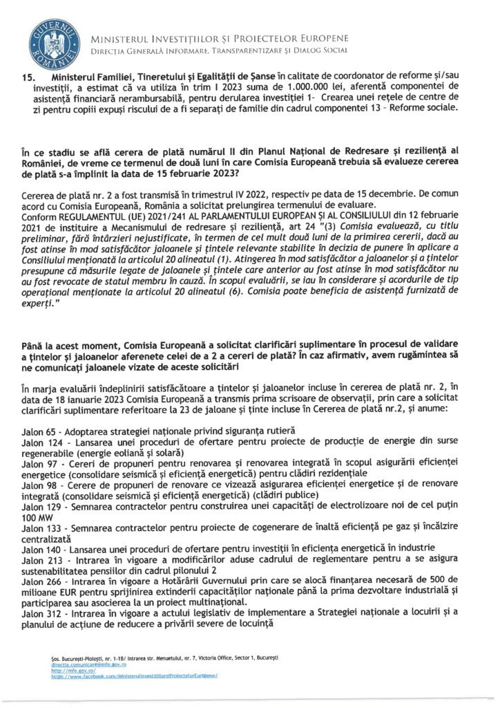 , Răspunsul Ministerului Investițiilor și Proiectelor Europene – DOCUMENT, FACIAS