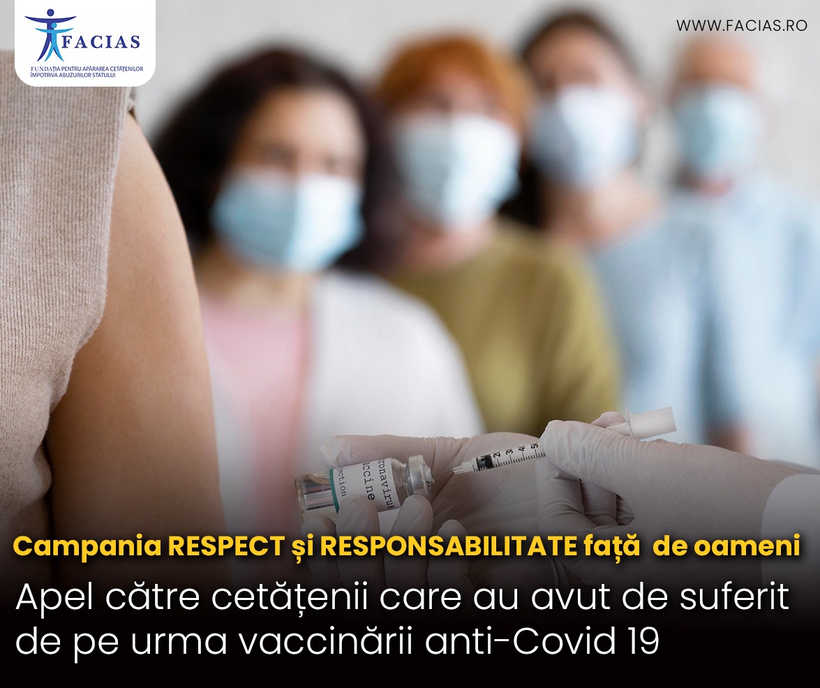 , Rom&acirc;nii care au suferit reacții adverse severe după vaccinarea anti-COVID 19 vor fi ajutați să &icirc;și facă dreptate, FACIAS