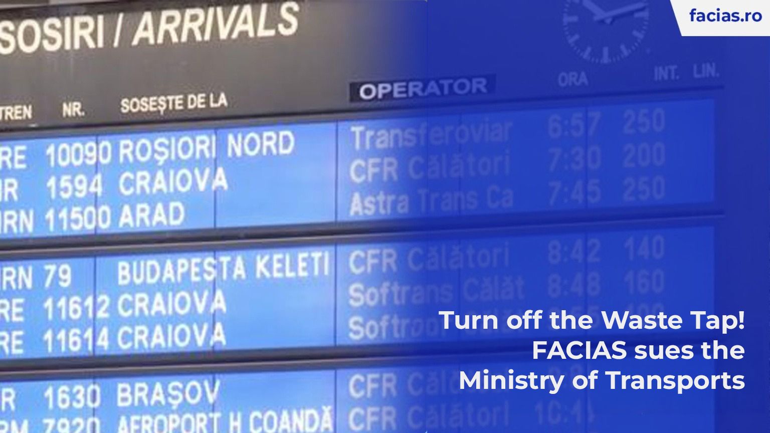 , &Icirc;nchideți robinetul risipei: FACIAS dă &icirc;n judecată Ministerul Transporturilor, FACIAS